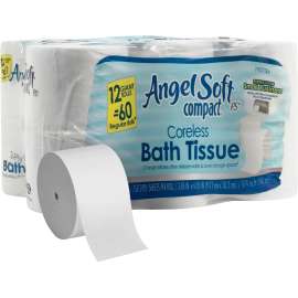 Angel Soft Professional Series Compact Premium Embossed Coreless Toilet Paper, 12 Rolls