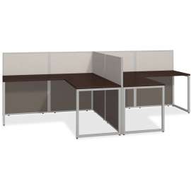 Bush Easy Office 60W 2 Person L Shaped Cubicle Desk Workstation with 45H Panels, Mocha Cherry