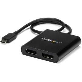 StarTech.com 2-Port Multi Monitor Adapter - USB-C to DisplayPort 1.2 Video Splitter - USB-C to Dual DP MST Hub - TB3 Compatible - Windows