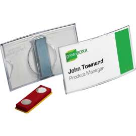DURABLE® Deluxe Convex & Magnetic Name Badge, Transparent, 25/Box