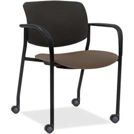 Lorell Stack Chairs with Plastic Back & Fabric Seat, 2/Carton