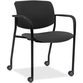 Lorell Stack Chairs with Plastic Back & Fabric Seat, 2/Carton