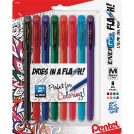 EnerGel Flash Stick Gel Pen, Medium 0.7mm, Assorted Ink/Barrel, 8/Pack