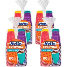 Hefty Easy Grip Disposable Plastic Party Cups, 16 oz, Assorted Colors, Pack of 400