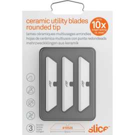 Safety Utility Knife Blades, Rounded Tip, Ceramic Zirconium Oxide, 3/Pack