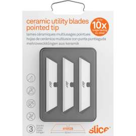 Safety Utility Knife Blades, Pointed Tip, Ceramic Zirconium Oxide, 3/Pack