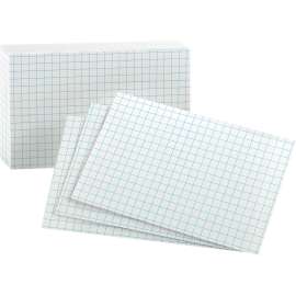 Grid Index Cards, 3 x 5, White, 100/Pack