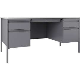 Lorell Fortress White Top/Platinum Teachers Desk