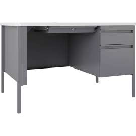 Lorell Fortress White Top/Platinum Teachers Desk