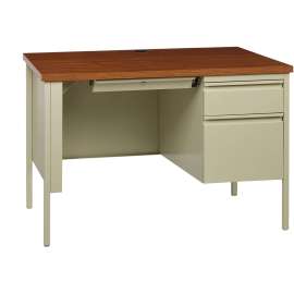 Lorell Fortress Series Oak Laminate/Putty Desk