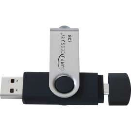 Compucessory - 8 GB Black/Aluminum OTG USB 2.0 Flash Drive (1 per Pack)