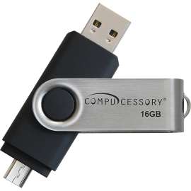 Compucessory - 16 GB Black/Aluminum OTG USB 2.0 Flash Drive (1 per Pack)