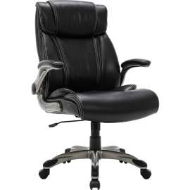 Lorell SOHO Flip Armrest High-back Leather Chair