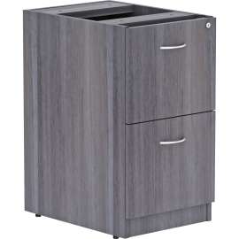 Lorell Weathered Charcoal Laminate Desking Pedestal, Laminate, Silver Brush Pull, Weathered Charcoal, 28.3"H x 16"W x 22"D, Each