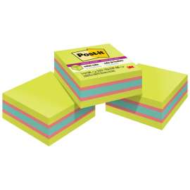 Post-it Super Sticky Notes Cube, Multicolor, 3/Pack