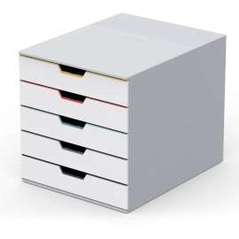 DURABLE VARICOLOR MIX 5 Drawer Desktop Storage Box, White/Multicolor