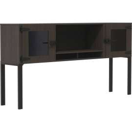 Mayline 66" Hutch with Glass Doors & Supports, Smoke Door, Southern Tobacco, 38"H x 66"W x 15"D, 1 Each