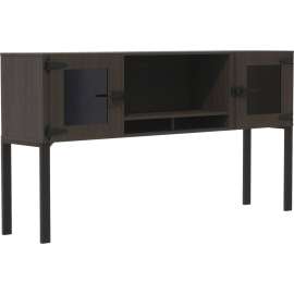 Mayline 72" Hutch with Glass Doors & Supports, Smoke Door, Southern Tobacco, 38"H x 72"W x 15"D, 1 Each