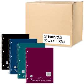 Roaring Spring College Ruled One Subject Spiral Notebook, 3 Hole Punched, 1 Case (24 Total), 11" x 8.5" 80 Sheets, Assorted Colors, 160 Pages