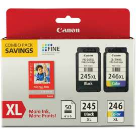 8278B005 (PG-245XL/CL-246XL) Ink/Paper Combo, 180/300 Page-Yield, Black/Tri-Color