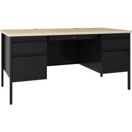 Lorell Fortress Maple Top Double-pedestal Desk