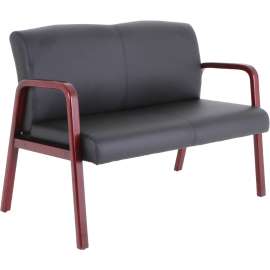 Lorell Wood & Leather Love Seat