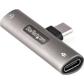 StarTech.com USB C Audio & Charge Adapter, USB-C Audio Adapter with 3.5mm Headset Jack and USB Type-C PD Charging, For USB-C Phone/Tablet