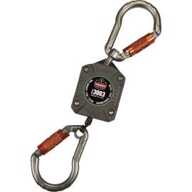 Ergodyne 3003 Standard Gray Retractable Tool Lanyard - Dual Locking Carabiners