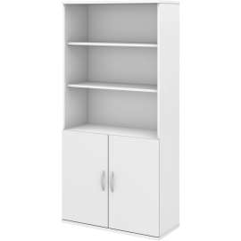 Bush Studio C 5 Shelf Bookcase with Doors, White