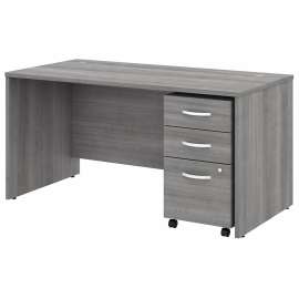 Bush Studio C 60W x 30D Office Desk with Mobile File Cabinet, Platinum Gray/Platinum Gray