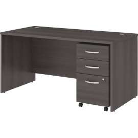 Bush Studio C 60W x 30D Office Desk with Mobile File Cabinet, Storm Gray/Storm Gray