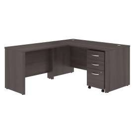 Bush Studio C 60W x 30D L Shaped Desk with Mobile File Cabinet and 42W Return, Storm Gray/Storm Gray