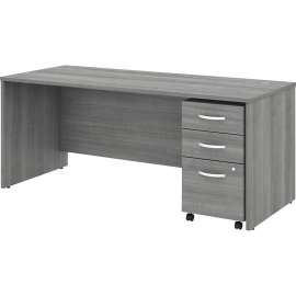Bush Studio C 72W x 30D Office Desk with Mobile File Cabinet, Platinum Gray/Platinum Gray