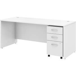 Bush Studio C 72W x 30D Office Desk with Mobile File Cabinet, White