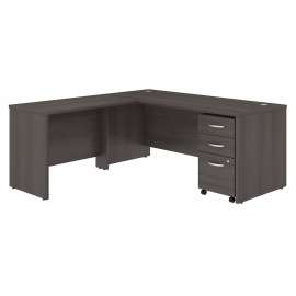 Bush Studio C 72W x 30D L Shaped Desk with Mobile File Cabinet and 42W Return, Storm Gray/Storm Gray