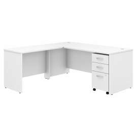 Bush Studio C 72W x 30D L Shaped Desk with Mobile File Cabinet and 42W Return, White