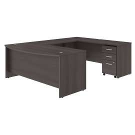 Bush Studio C 72W x 36D U Shaped Desk with Mobile File Cabinet, Storm Gray/Storm Gray