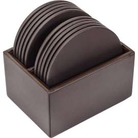 Dacasso Leather Round Coaster Set