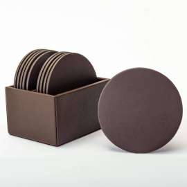 Dacasso Leatherette Round Coaster Set