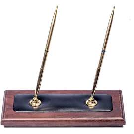Dacasso Walnut & Leather Pen Stand