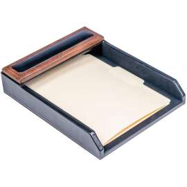 Dacasso Walnut & Leather Letter Tray