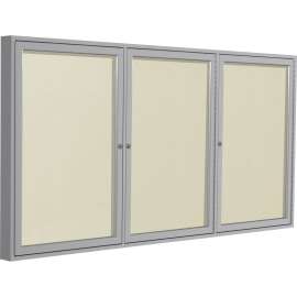 Ghent 3 Door Enclosed Vinyl Bulletin Board with Satin Frame