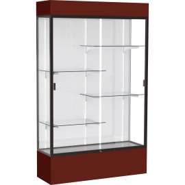 Waddell Lighted Floor Case, White Back w/ Dark Bronze Frame & Colored Base, 4 x Shelf(ves)