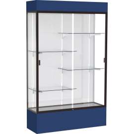 Waddell Lighted Floor Case, White Back w/ Dark Bronze Frame & Colored Base, 4 x Shelf(ves)