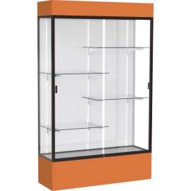 Waddell Lighted Floor Case, White Back w/ Dark Bronze Frame & Colored Base, 4 x Shelf(ves)