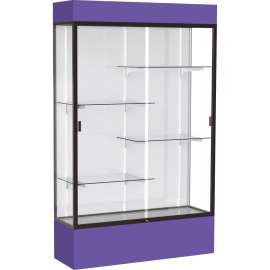 Waddell Lighted Floor Case, White Back w/ Dark Bronze Frame & Colored Base, 4 x Shelf(ves)