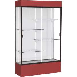 Waddell Lighted Floor Case, White Back w/ Dark Bronze Frame & Colored Base, 4 x Shelf(ves)