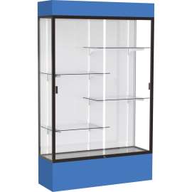 Waddell Lighted Floor Case, White Back w/ Dark Bronze Frame & Colored Base, 4 x Shelf(ves)