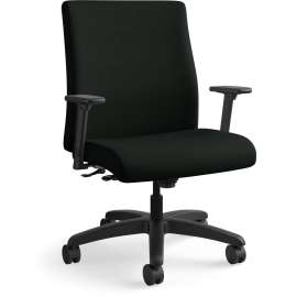 HON Ignition Series Guest Chair with Arms, Polyester Fabric Seat, 25" x 21.75" x 33.5", Black