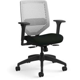 HON Convergence Mid-Back Task Chair, Supports Up to 275 lb, 16.5" to 21" Seat Height, Basalt Seat, Black Back, Black Frame